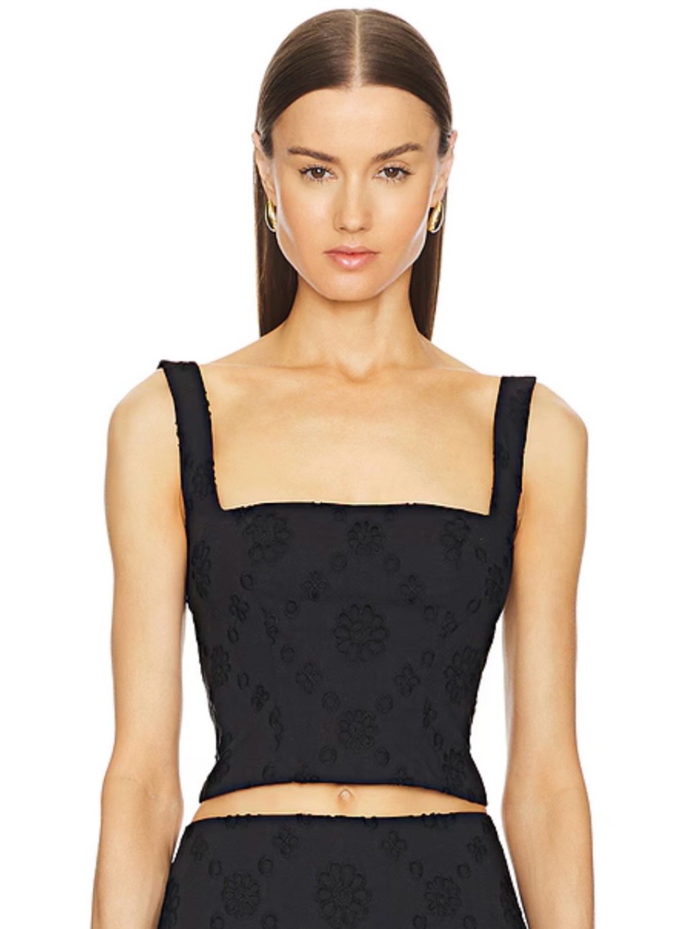 Helsa Eyelet Black Corset Top Sz S
